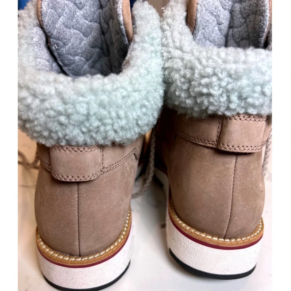Cole Haan GrandExplore Waterproof Shearling Hiking Boots Tan Nubuck Womens‎ 9